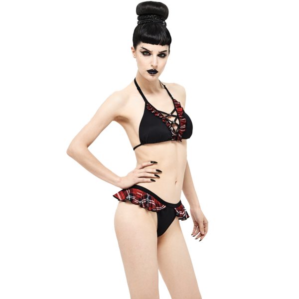DEVIL FASHION Bas De Bikini ‘Scotish’ Noir Et Tartan Rouge soldes magasin 6