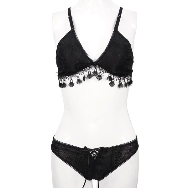 DEVIL FASHION Bikini ‘Gothic Tassel’ Noir magasin paris 14