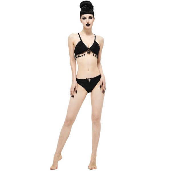 DEVIL FASHION Bikini ‘Gothic Tassel’ Noir magasin paris 10