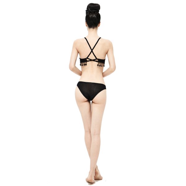 DEVIL FASHION Bikini ‘Gothic Tassel’ Noir magasin paris 11