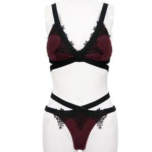 magasin pour DEVIL FASHION Bikini ‘Narcissa’ Bordeaux Et Noir 48
