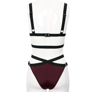magasin pour DEVIL FASHION Bikini ‘Narcissa’ Bordeaux Et Noir 50
