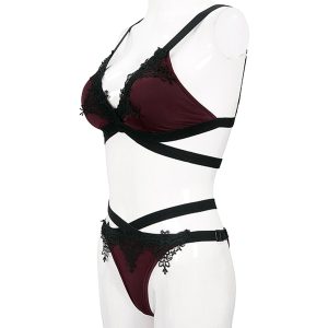 magasin pour DEVIL FASHION Bikini ‘Narcissa’ Bordeaux Et Noir 52