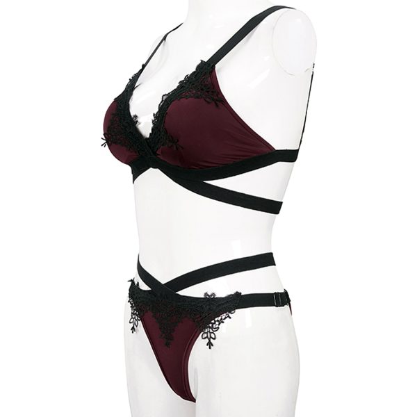 magasin pour DEVIL FASHION Bikini ‘Narcissa’ Bordeaux Et Noir 17