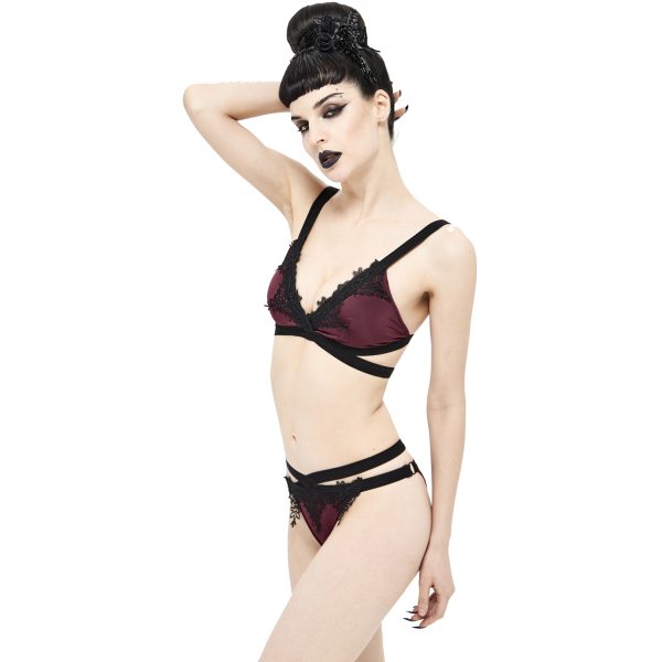 magasin pour DEVIL FASHION Bikini ‘Narcissa’ Bordeaux Et Noir 7