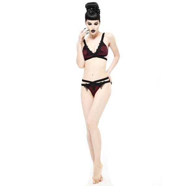 magasin pour DEVIL FASHION Bikini ‘Narcissa’ Bordeaux Et Noir 9