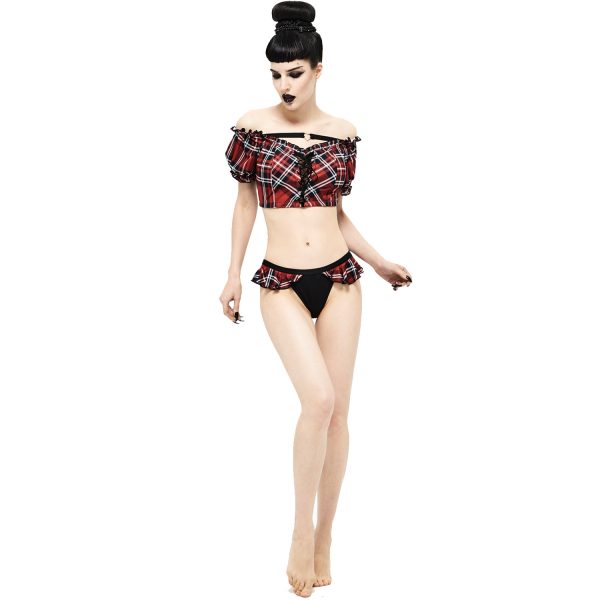 Retour Facile et Gratuit DEVIL FASHION Bikini ‘Scotish’ En Tartan Rouge 14
