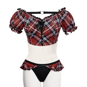 Retour Facile et Gratuit DEVIL FASHION Bikini ‘Scotish’ En Tartan Rouge 50