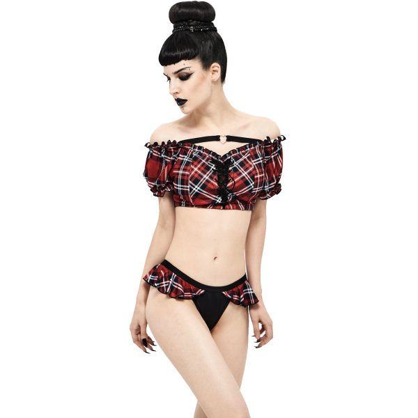 Retour Facile et Gratuit DEVIL FASHION Bikini ‘Scotish’ En Tartan Rouge 4