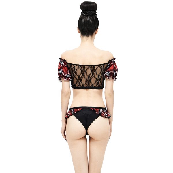 Retour Facile et Gratuit DEVIL FASHION Bikini ‘Scotish’ En Tartan Rouge 6