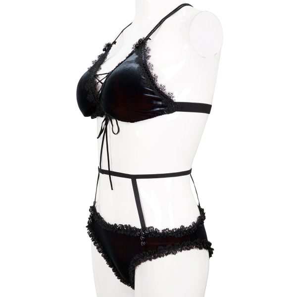 achat pas cher DEVIL FASHION Bikini ‘Sexy Velvet’ Noir Et Rouge 12