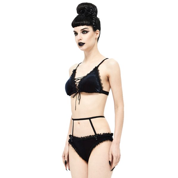 achat pas cher DEVIL FASHION Bikini ‘Sexy Velvet’ Noir Et Rouge 6