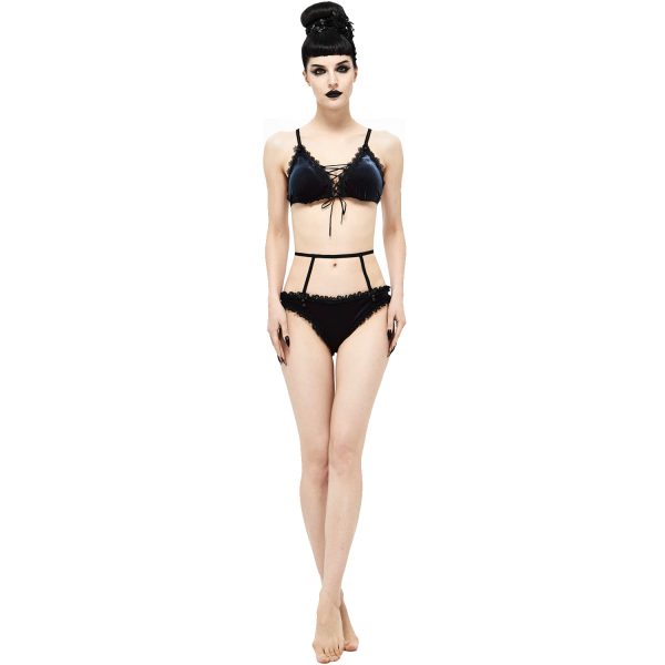 achat pas cher DEVIL FASHION Bikini ‘Sexy Velvet’ Noir Et Rouge 7