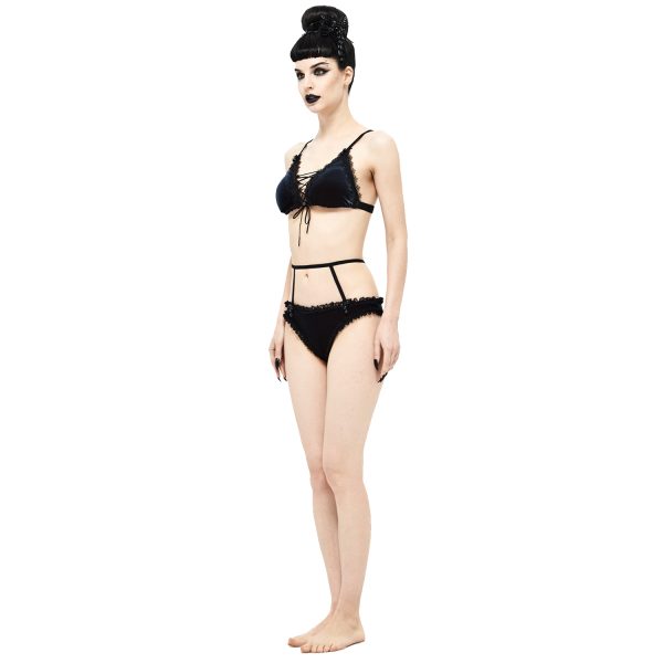 achat pas cher DEVIL FASHION Bikini ‘Sexy Velvet’ Noir Et Rouge 9
