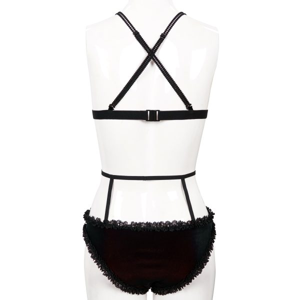 achat pas cher DEVIL FASHION Bikini ‘Sexy Velvet’ Noir Et Rouge 11