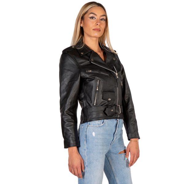 grande qualité NEW ROCK Blouson En Cuir ‘Buffalo Brando’ Noir Pour Femmes 5