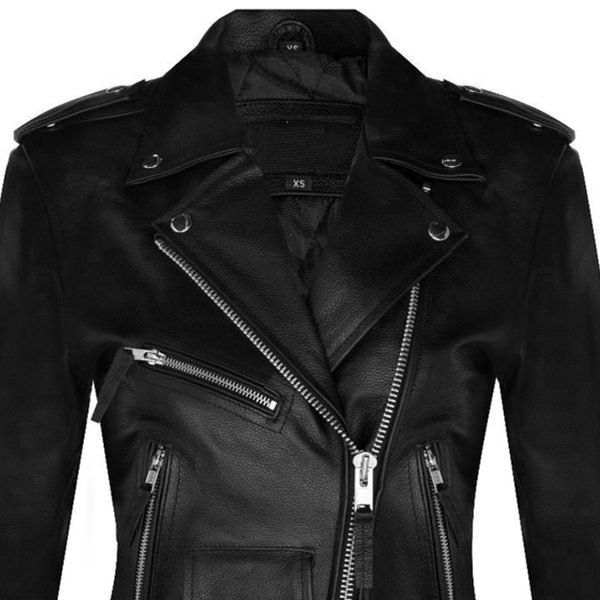 grande qualité NEW ROCK Blouson En Cuir ‘Buffalo Brando’ Noir Pour Femmes 9