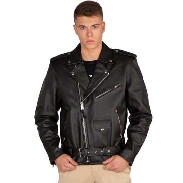 NEW ROCK Blouson En Cuir ‘Buffalo Brando’ Noir Pour Hommes soldes 3