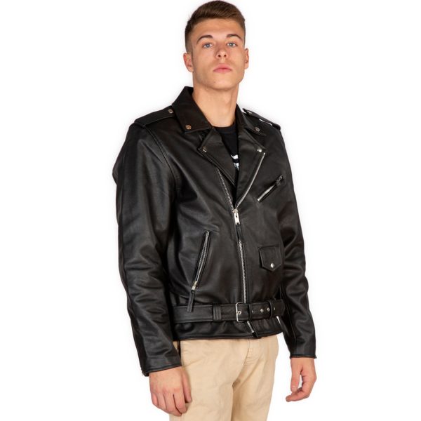 NEW ROCK Blouson En Cuir ‘Buffalo Brando’ Noir Pour Hommes soldes 5