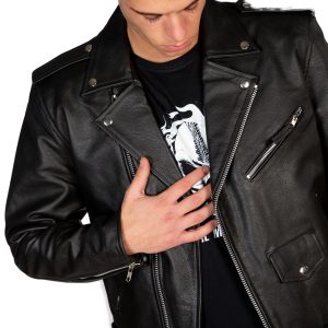NEW ROCK Blouson En Cuir ‘Buffalo Brando’ Noir Pour Hommes soldes 17