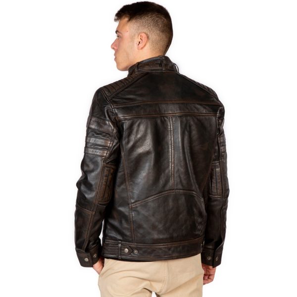 Distributeur Officiel NEW ROCK Blouson En Cuir Vieilli Pour Hommes 4
