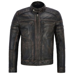 Distributeur Officiel NEW ROCK Blouson En Cuir Vieilli Pour Hommes 19
