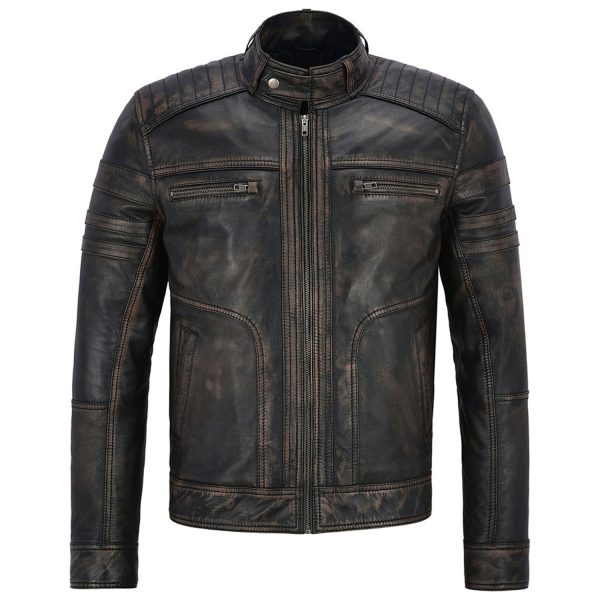 Distributeur Officiel NEW ROCK Blouson En Cuir Vieilli Pour Hommes 6