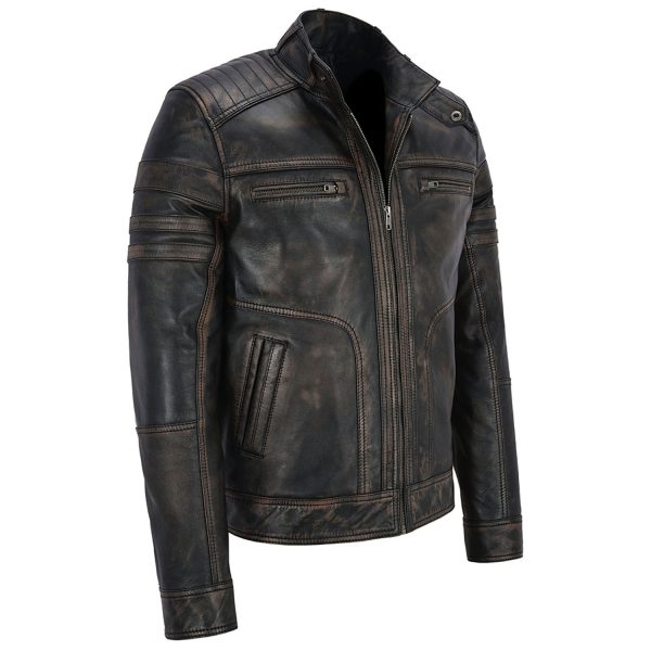 Distributeur Officiel NEW ROCK Blouson En Cuir Vieilli Pour Hommes 9