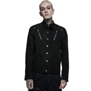 grande promotion PUNK RAVE Blouson ‘Punk Ragged’ En Jean Noir 20