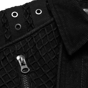 grande promotion PUNK RAVE Blouson ‘Punk Ragged’ En Jean Noir 40