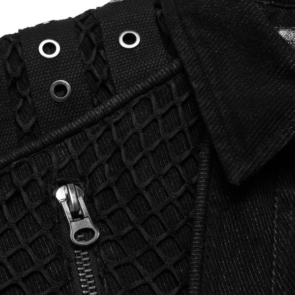 grande promotion PUNK RAVE Blouson ‘Punk Ragged’ En Jean Noir 13