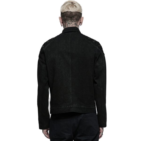 grande promotion PUNK RAVE Blouson ‘Punk Ragged’ En Jean Noir 4