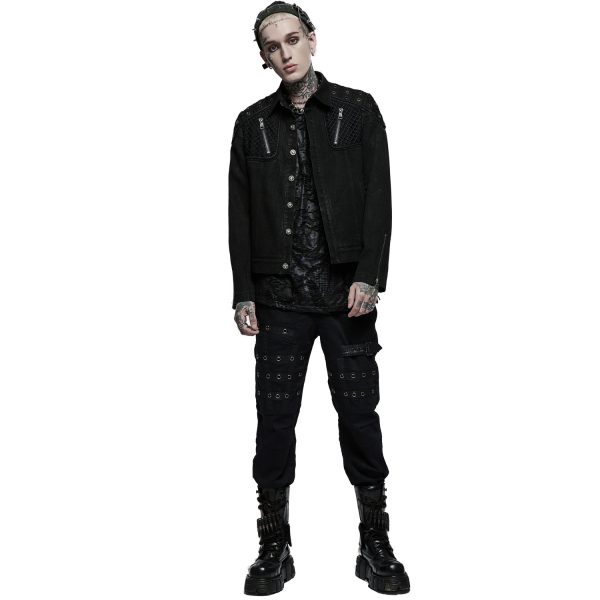 grande promotion PUNK RAVE Blouson ‘Punk Ragged’ En Jean Noir 6