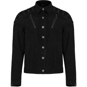 grande promotion PUNK RAVE Blouson ‘Punk Ragged’ En Jean Noir 32