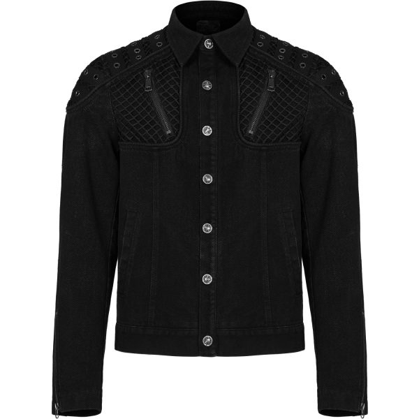 grande promotion PUNK RAVE Blouson ‘Punk Ragged’ En Jean Noir 9