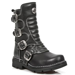 qualité d’originales Bottes Enfants New Rock Kid En Cuir Itali Noir 11