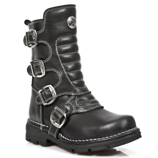 qualité d’originales Bottes Enfants New Rock Kid En Cuir Itali Noir 3
