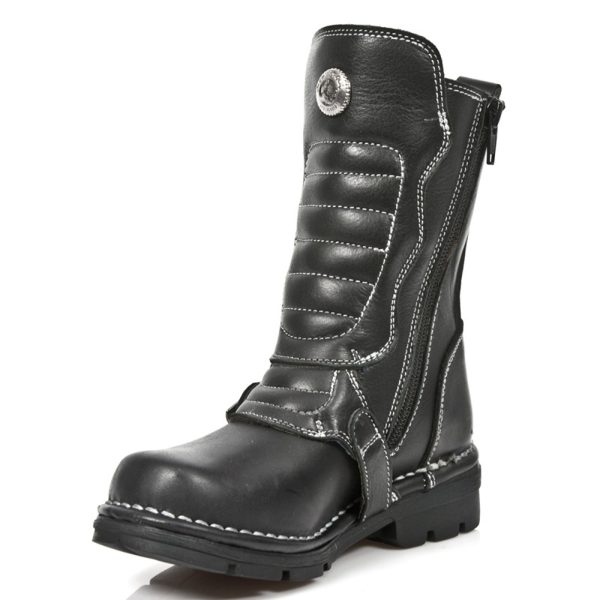 qualité d’originales Bottes Enfants New Rock Kid En Cuir Itali Noir 5