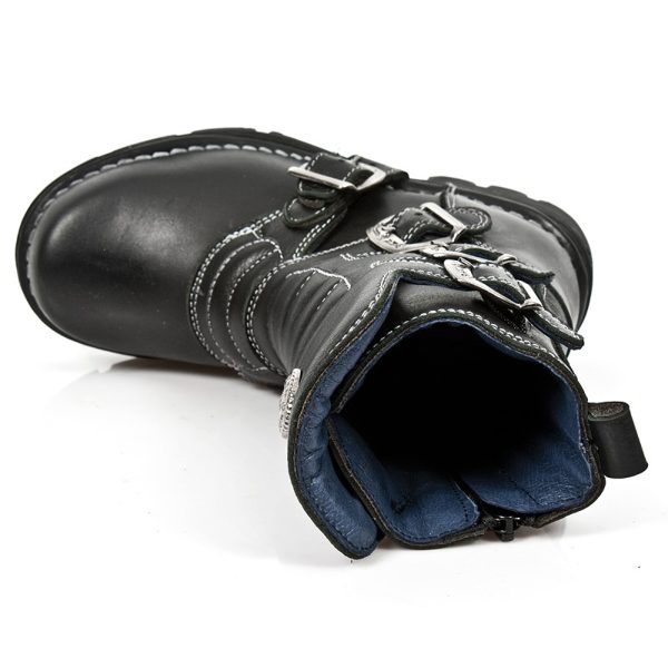 qualité d’originales Bottes Enfants New Rock Kid En Cuir Itali Noir 8
