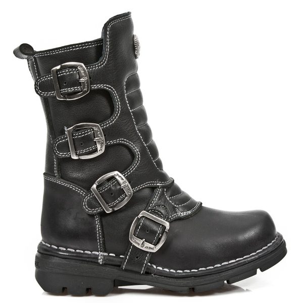 qualité d’originales Bottes Enfants New Rock Kid En Cuir Itali Noir 1