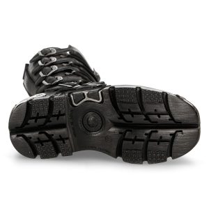 Bottes Hautes Coquées New Rock Metallic En Cuir Noir vente en ligne pas cher 20