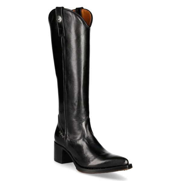 Bottes Hautes New Rock En Cuir Luxor Noir marques pas cher 3