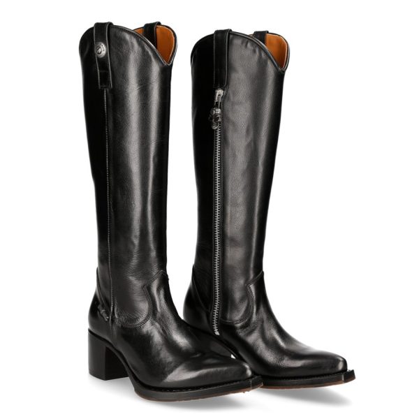 Bottes Hautes New Rock En Cuir Luxor Noir marques pas cher 9