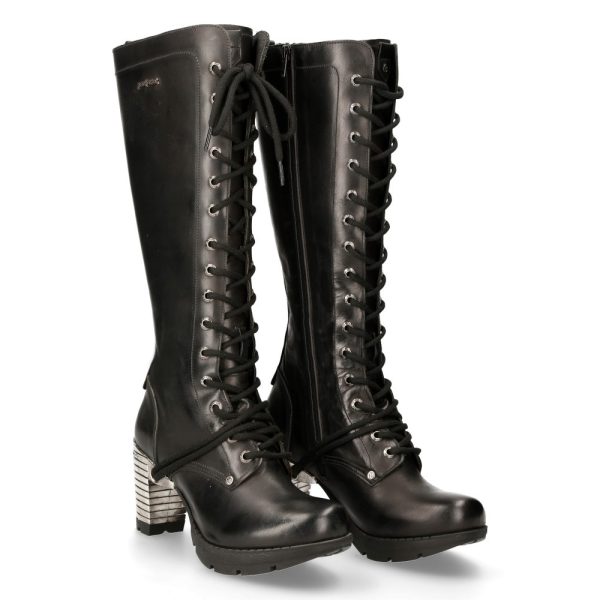 marques pas cher Bottes Hautes New Rock Trail En Cuir Itali Noir 9