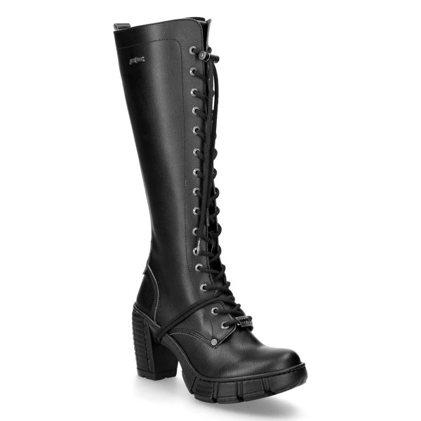 outlet Bottes Hautes New Rock Trail En Cuir Vegan Noir 3