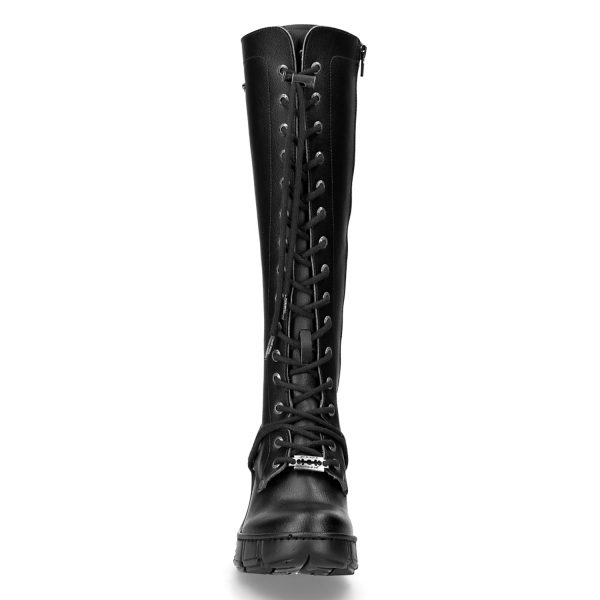outlet Bottes Hautes New Rock Trail En Cuir Vegan Noir 4