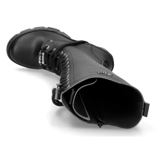 outlet Bottes Hautes New Rock Trail En Cuir Vegan Noir 8