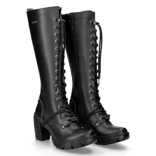 outlet Bottes Hautes New Rock Trail En Cuir Vegan Noir 9