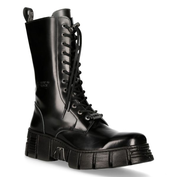 Bottes Hautes New Rock Wall En Cuir Antik Noires Retour Facile et Gratuit 3