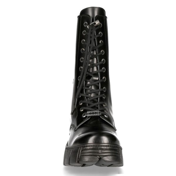 Bottes Hautes New Rock Wall En Cuir Antik Noires Retour Facile et Gratuit 4